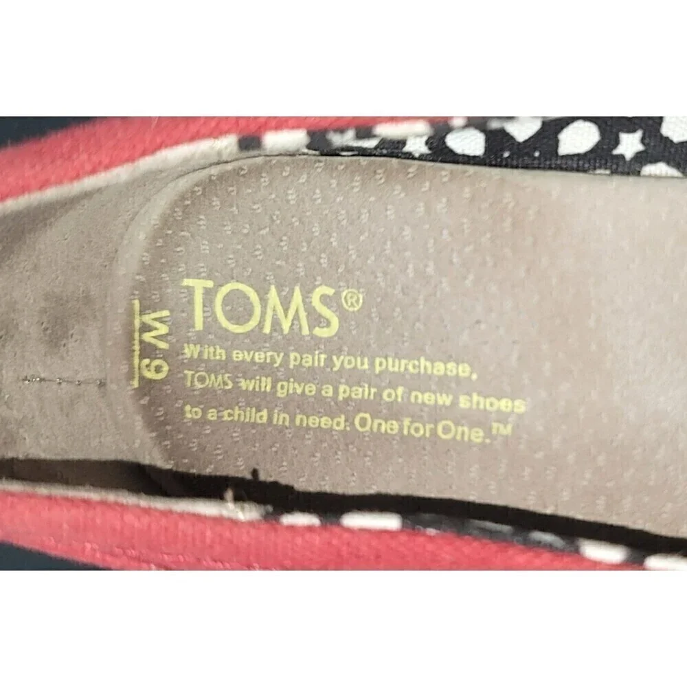 Tom's Red Canvas Wedge Espadrille - Size 9